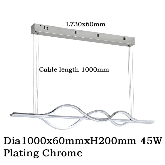 LICAN хромированная современная светодиодная Люстра для столовой, кухни, бара, подвесная люстра, освещение для кофейного бара - Цвет абажура: L100cm