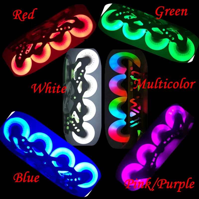 

8pcs/lot 90A 72mm 76mm 80mm 90mm 100mm 110mm Flashing Roller Wheels PU LED Flash inline skating slalom roller skates wheel