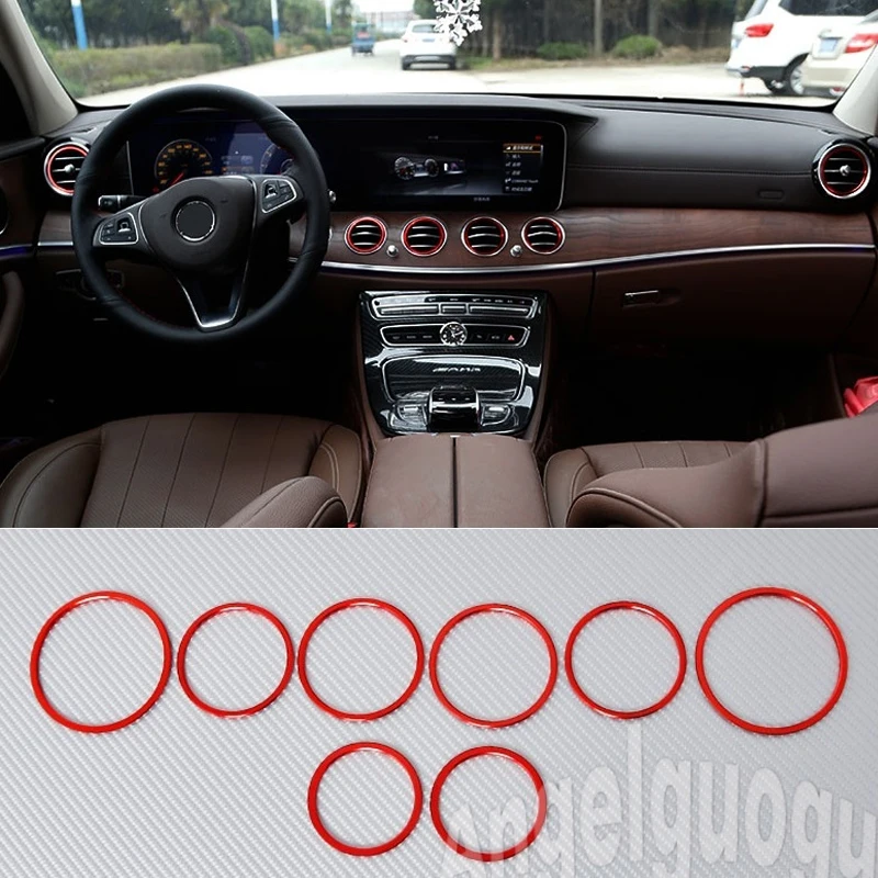8pcs Air Condition Outlet Decoration Ring Cover Trime Instrument Panel Fit for Mercedes Benz 2016-2017 E W213  Car Accessories