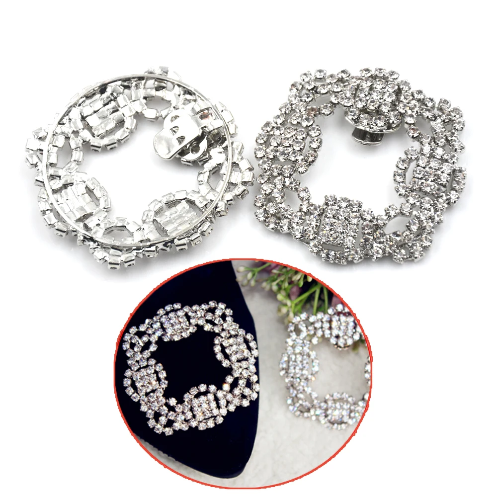 1Pc Crystal Shoe Clip Decoration Women Shoe Rhinestone Charm Metal Shoe Square Clamp Bridal Shoes Rhinestone Accessories