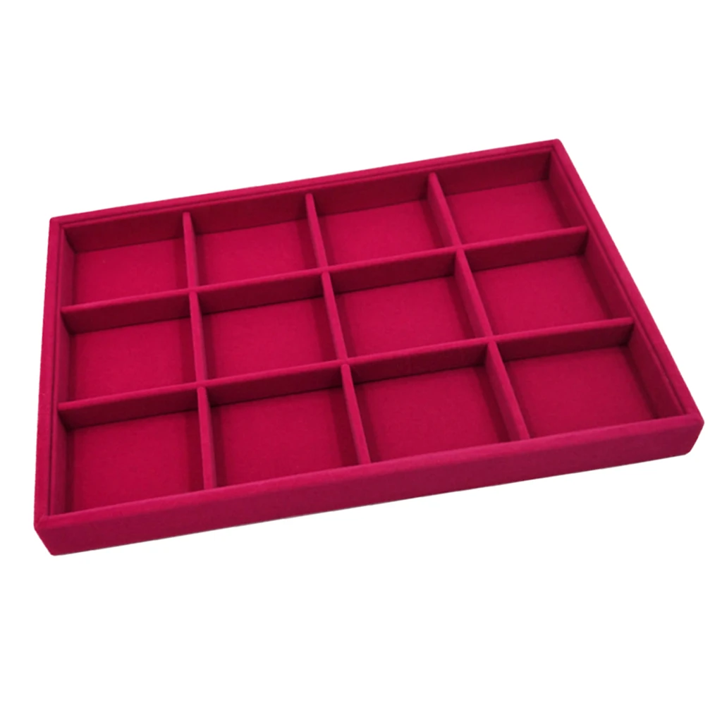  Rose Pink Velvet Jewelry Display Organizer Box Tray Showcase For Pendant Earring Necklace 12/24/30 Grids
