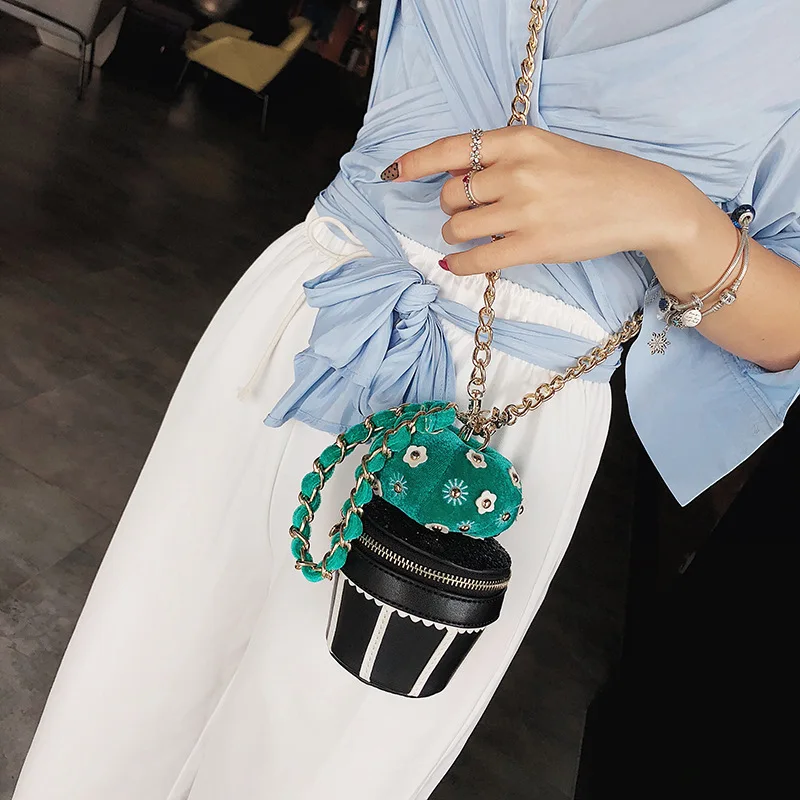 

Cute Women Crossbody Bags Cactus Leather Shoulder Handbag Girl Evening Party Make Up Messenger Bags Drop Shipping