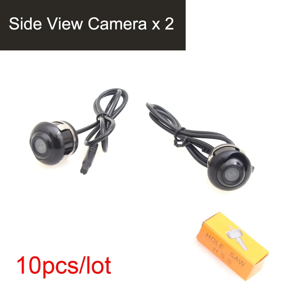 

10pcs Vehicle Car Auto Side View Camera 360 Degree Angle Adjustable Side Mirror Flush Mount Camera, Mirror Image w/o Grid Lines