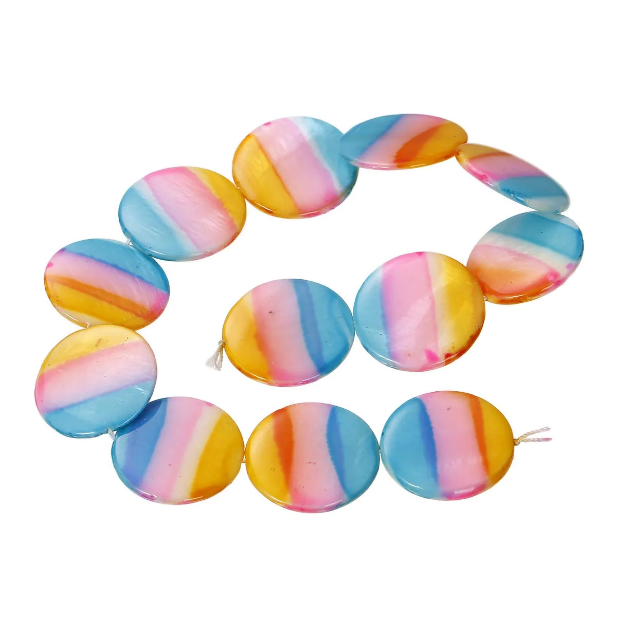 

1 Strand Multicolor Round Candy-striped Shell Beads 30mm (B17869)