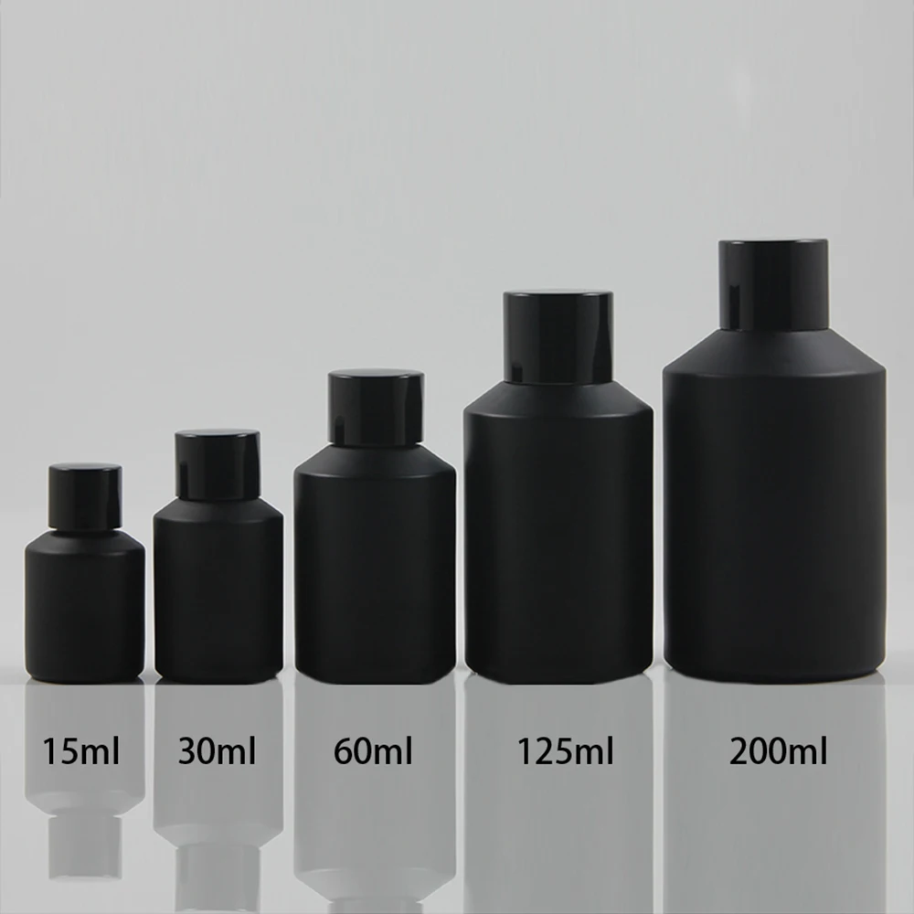 Download 125ml black frosted Glass bottle With black aluminum screw cap and reducer.for Essential Oil ...