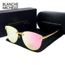 BM, новинка, кошачий глаз, солнцезащитные очки, женские, поляризационные, UV400, брендовые, дизайнерские, солнцезащитные очки, для девушек, зеркальные, розовые, lentes de sol mujer,, с коробкой