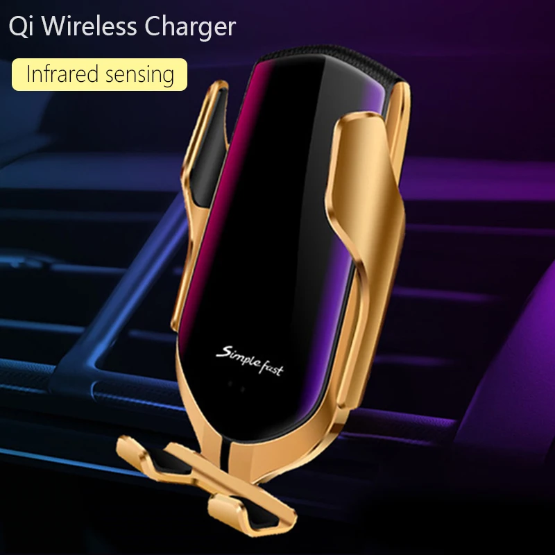 Qi Wireless Charger Car Fast Charging Bracket for iPhone X Xs Max XR Samsung S9 S10 Note 8 9 Infrared Sensing Automatic Clip