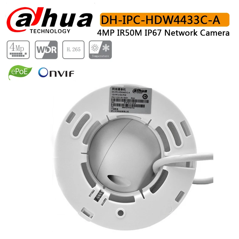 DH IPC HDW4433C A с логотипом 4MP HD POE сетевые Инфракрасный мини купол ip камера Встроенный