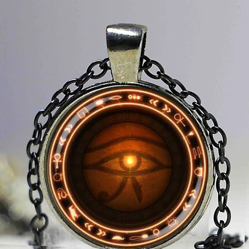 Серебряное ожерелье «глаз Хоруса», волшебное ожерелье с рунами, ювелирные изделия от сглаза HZ1 - Окраска металла: Gun Black