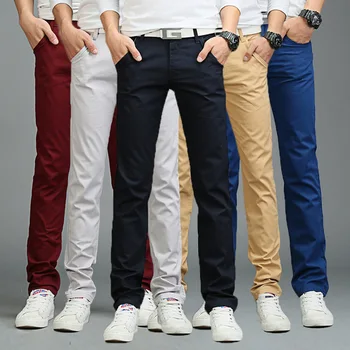 

Newly Fashion Men Business Casual Pants Cotton Slim Straight Trousers Spring Summer Long Pants m99
