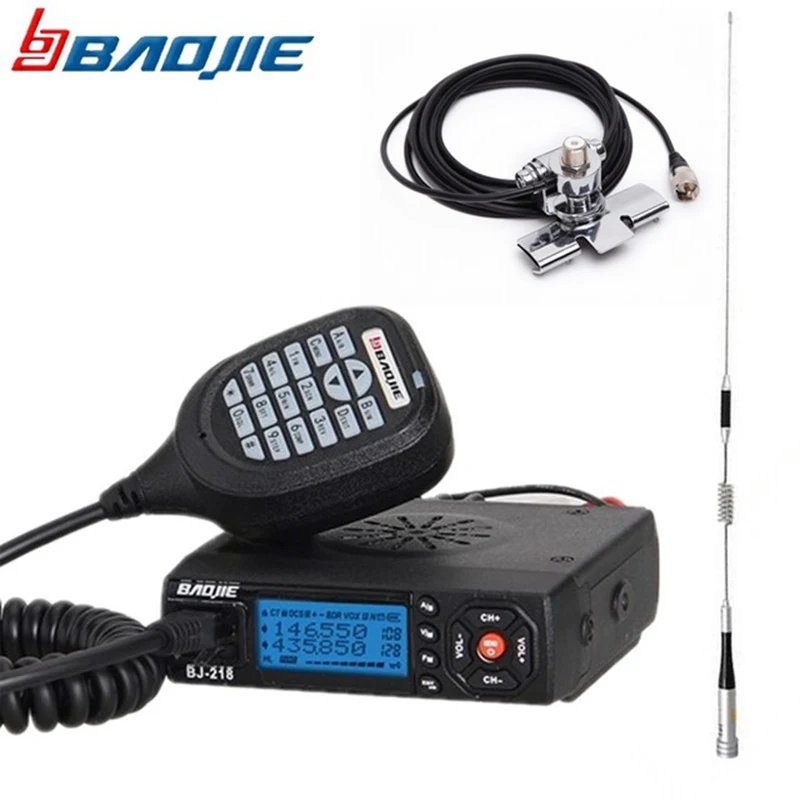 BAOJIE BJ-218 мини-автомобиль Walkie Talkie 10 км 25 Вт двухдиапазонный VHF/UHF 136-174 МГц 400-470 МГц 128CH мобильное радио автомобильный радиоприемопередатчик - Цвет: add antenna