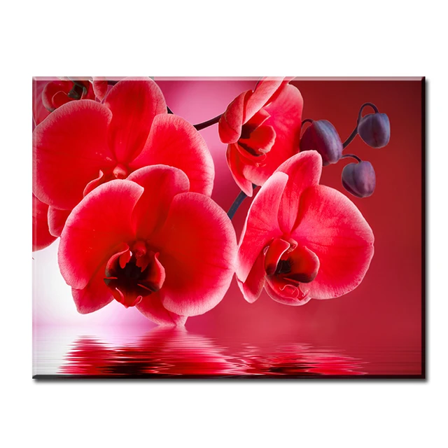 dp artisan red flowers in the water art wall painting print on canvas for home decor