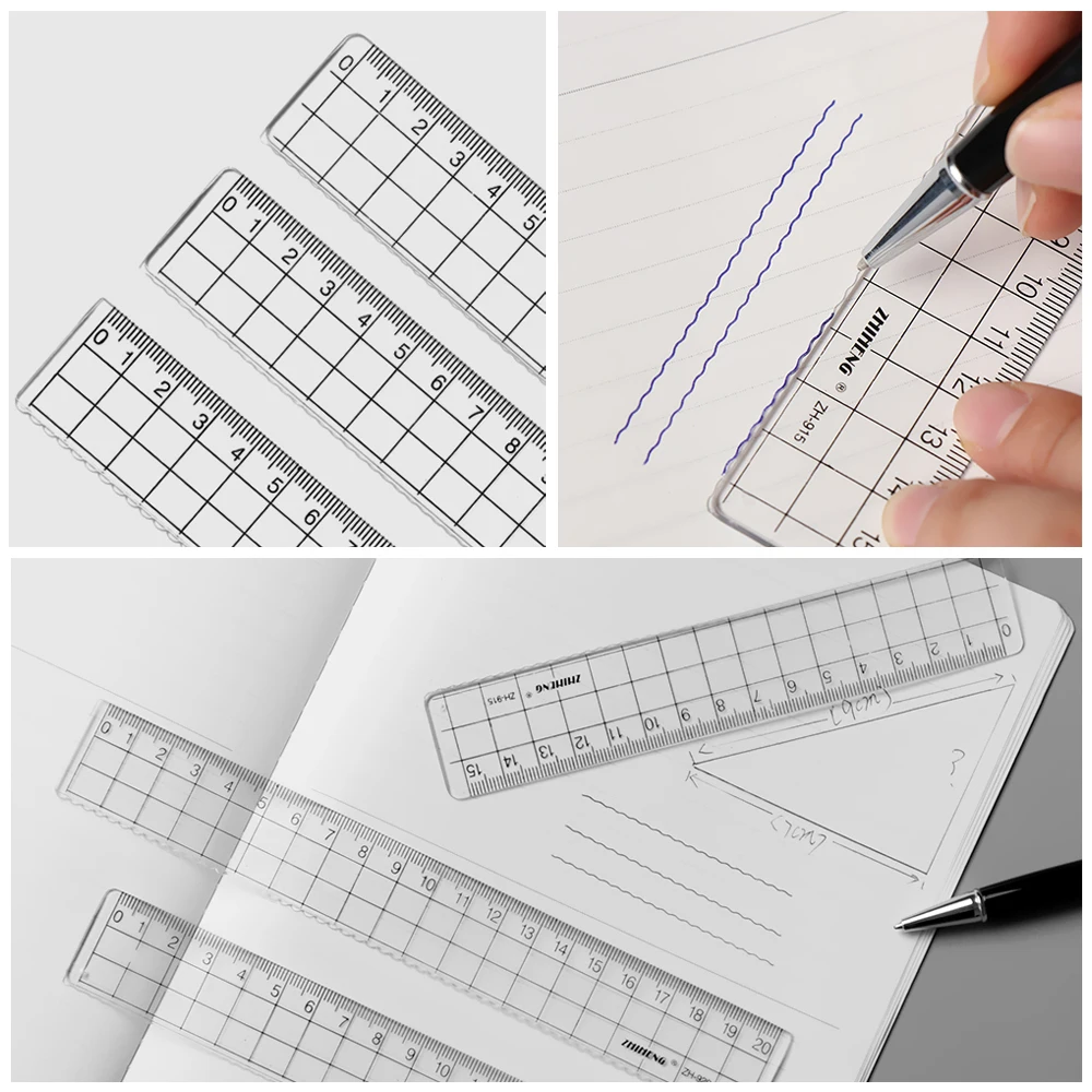 Комплект из 2 предметов простой акриловая линейка 15/18/20 см с прозрачным квадратным Линейка Канцелярские узнать чертежные принадлежности