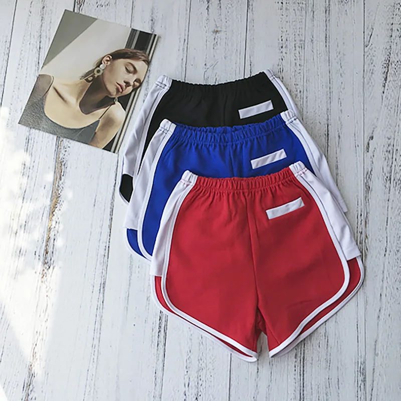 

Women high waist Shorts Women Patchwork Body Fitness Workout Home Casual Elastic Waist cotton hot Short
