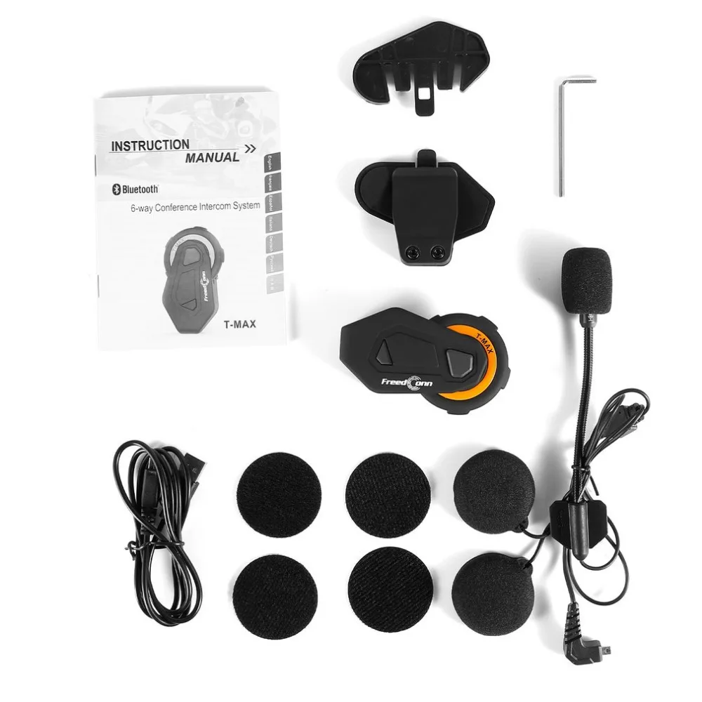 

T-MAX Motorcycle Headset 6 Riders Communication 1200m Motorbike Helmet Group Intercom FM Radio Bluetooth 4.1 Intercom Headset