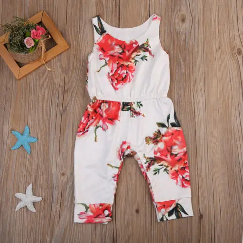 Одежда для новорожденных комбинезон без рукавов с цветочной вышивкой маленьких