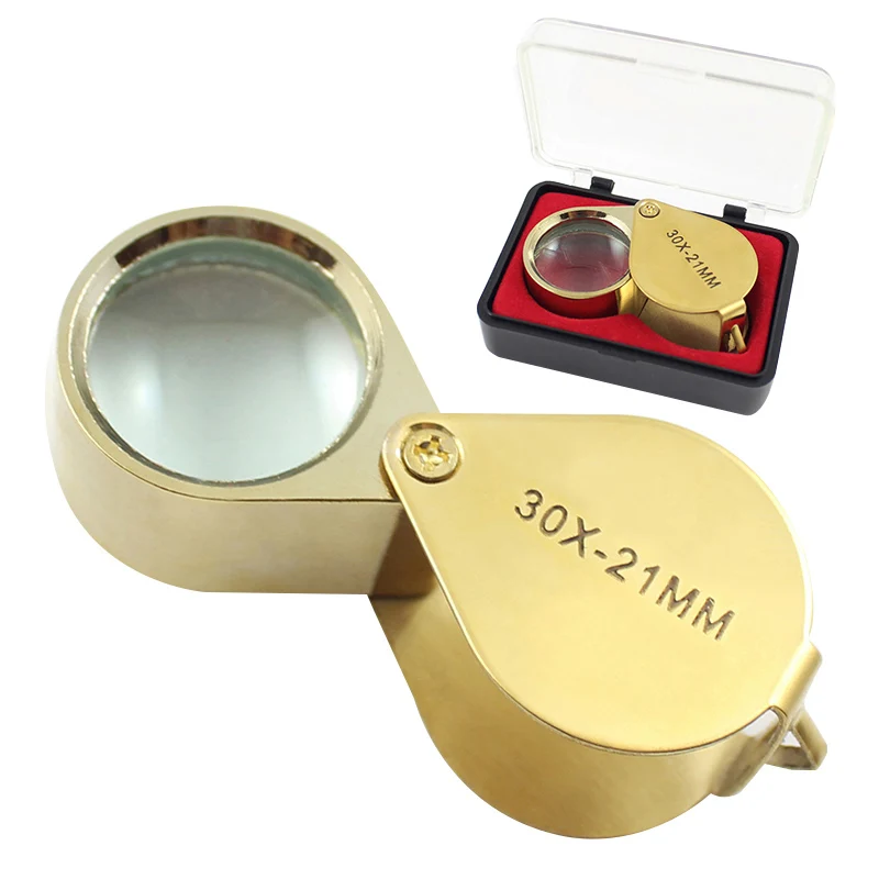 

Portable 30X Power 21mm Jewelers Magnifier Gold Eye Loupe Jewelry Magnifying Glass With Exquisite Box High Quality