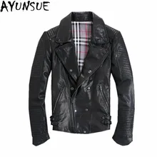 AYUNSUE/Куртки из натуральной кожи, мужская куртка из овечьей кожи высокого качества, мужская кожаная куртка, мотоциклетная куртка Casaco Masculino Inverno WXF020