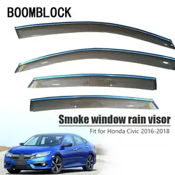 BOOMBLOCK 4 шт. для 10th Honda Civic 2017 2018 2016 автомобиль ветер отражатель солнце гвардии Дождь Ветер Vent козырек крышка отделка Аксессуары