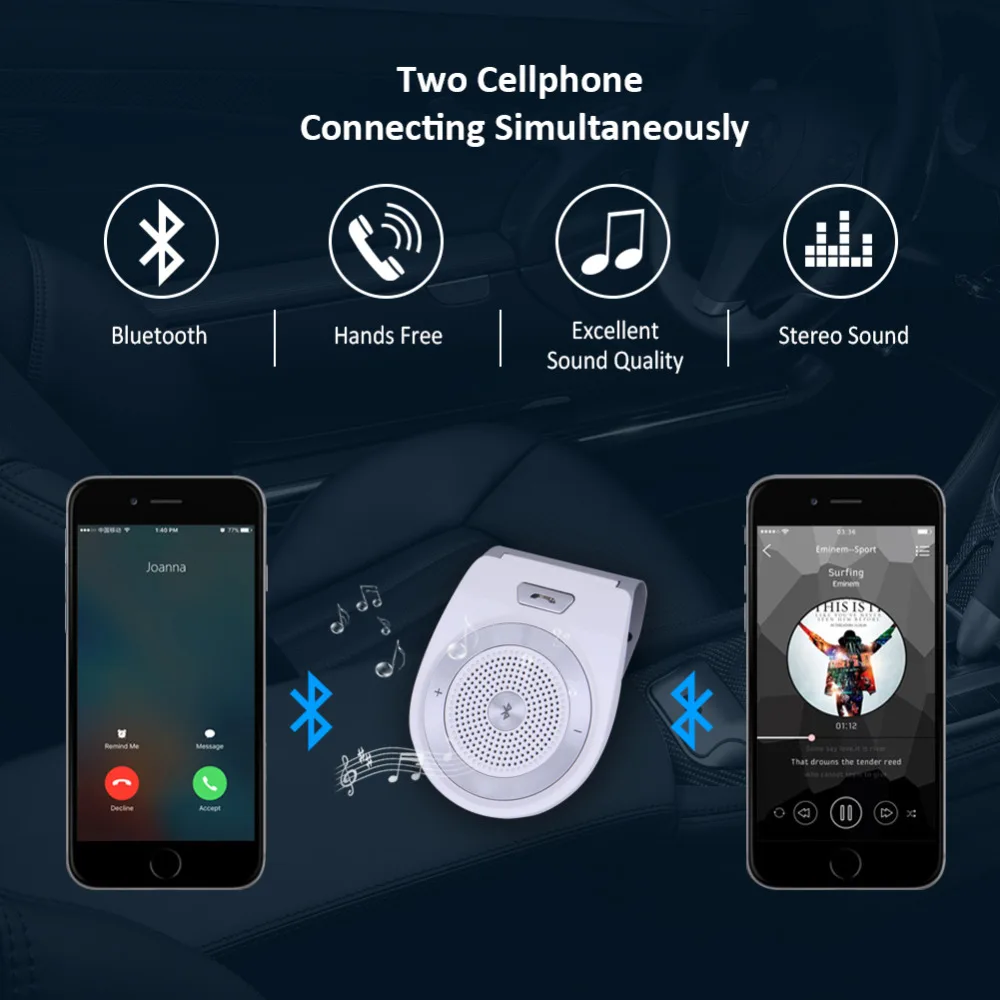 2017 автомобиля bluetooth комплект t821 громкой связи Динамик телефон Поддержка Bluetooth 4.1 +
