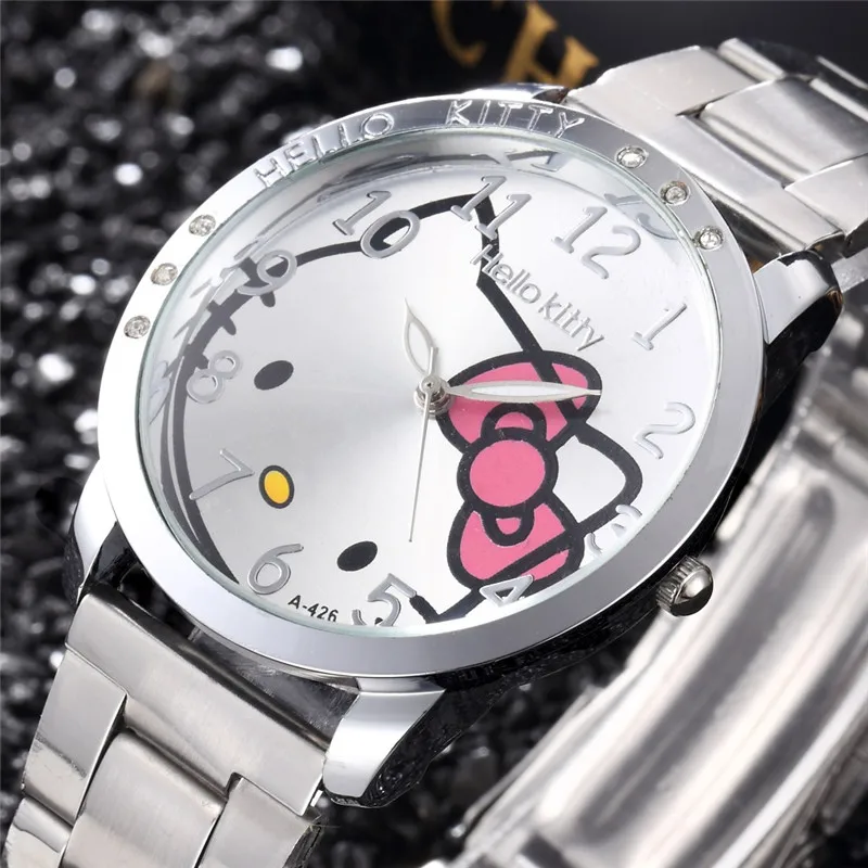 

New Design Full Steel Cartoon Watches Fashion Quartz Women Dress Watch Rhinestone Cat Watches Girl Clock