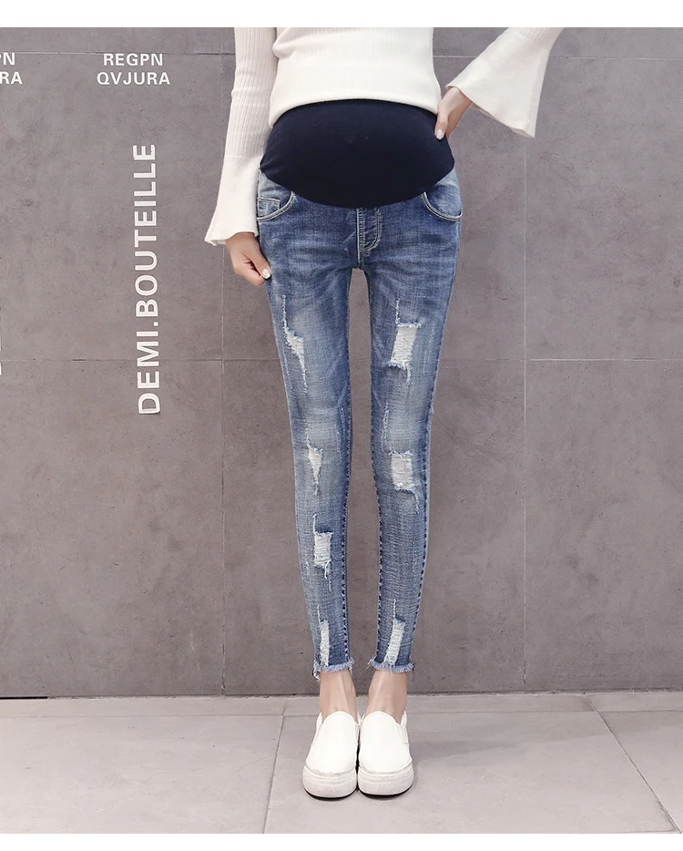 Беременные женщины джинсы Весна и осень 2018 Корейская версия самосовершенствование отверстие желудка лифт карандаш ноги 9 штанов