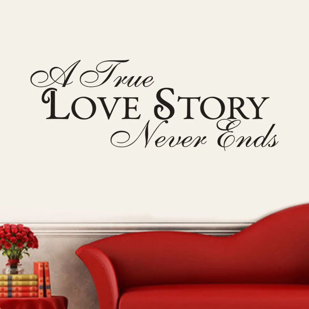 A True Love Story Never Ends Romantic Vinyl Wall Stickers