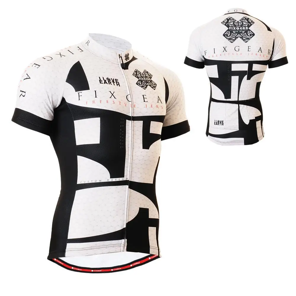 Men`s Short Sleeve Cycling Jersey Useful 3 Rear pockets & Non slip Band