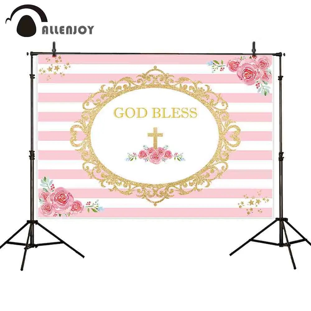 Allenjoy background for photo studio baptism Holy Communion Lace frame pink baby photocall photobooth decor shoot prop | Электроника