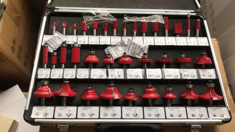 35PCS 8mm Shank Router Bit Set Woodworking in Aluminium Case | Инструменты