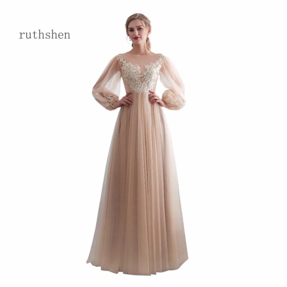 Ruthshen Vestido пикантные овальным вырезом элегантные длинные рукава платья для