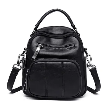 

Fashion Soft Leather Backpack For Women Vintage Large School Bag For Teenage Girls Casual Solid Female Backpacks Mochila C1055