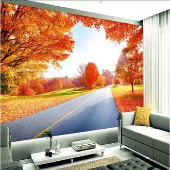 

beibehang Large Custom Wallpapers Mural Dreams Autumn Landscape Maple Forest Pastoral Background Wall Paintings wallpaper