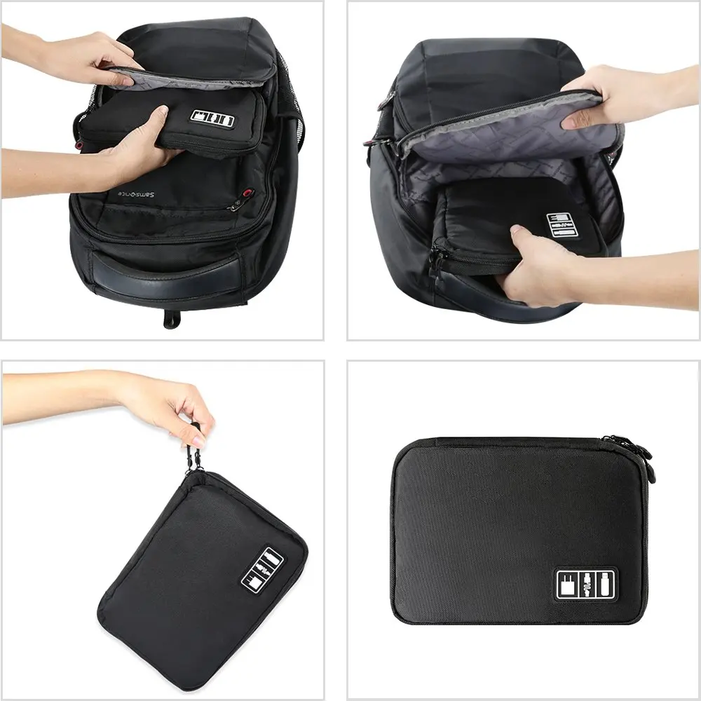 Черный органайзер для кабелей, аксессуары для электроники, дорожная сумка, сумка с usb-накопителем, сумка для ухода за здоровьем, набор для намотки, чехол для хранения
