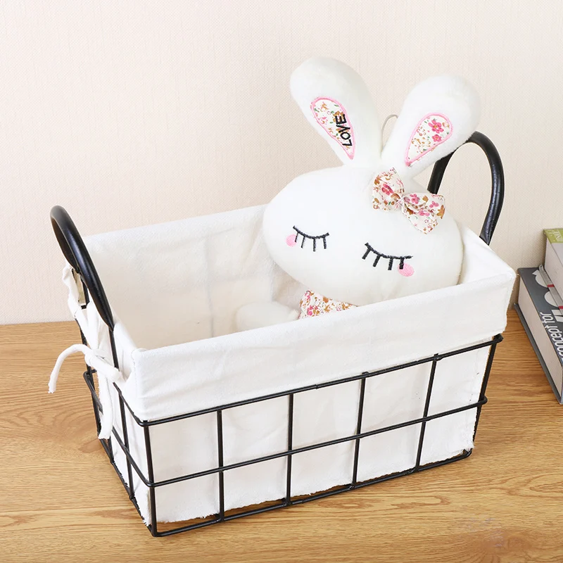 Metal Storage Basket Office Sundries Finishing Iron Baskets Nordic Dressing Table Cosmetics Organizer Bread Basket Household