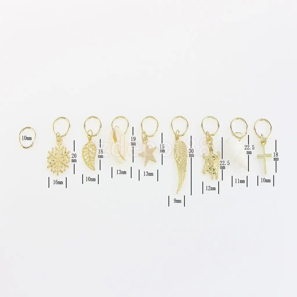 50pcs Hip Hop Hair Braid Rings Hair Loops Clips Bulk DIY Hair Accessories Headband - Star Leaf Shell Feather Snowflake Cross