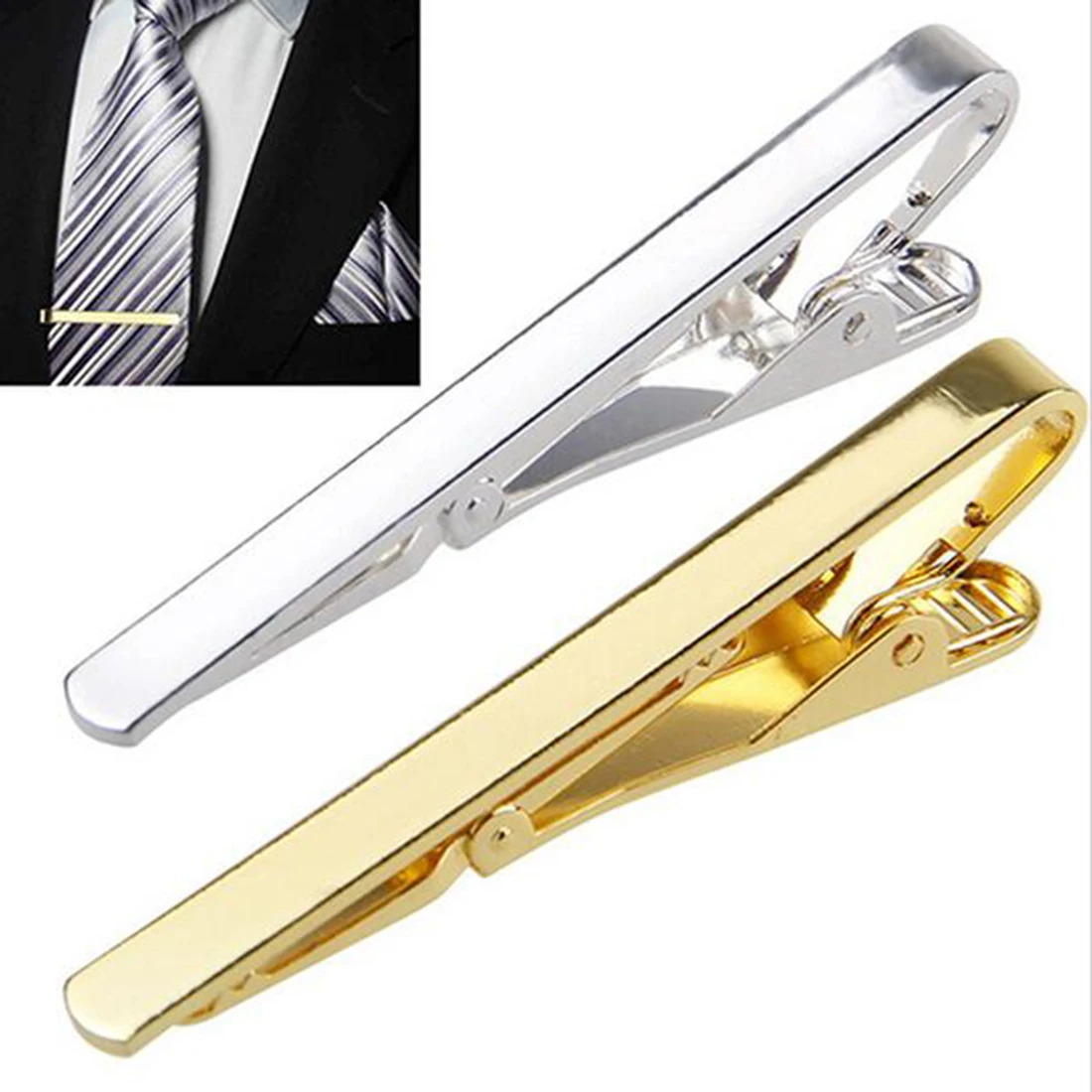 1pcs Hot Sale Fashion Metal Tie Clips Silver Gold Simple Necktie Tie ...
