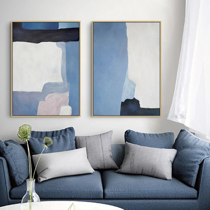 Nordic абстрактный синий текстура стены книги по искусству холст постер и принт для Гостиная Современные Контракт домашний Декор без рамки