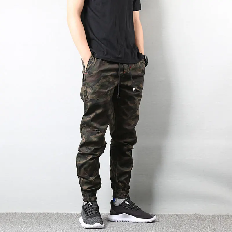 2019 High Street Fashion Mens Jeans Army Jogger Pants Camouflage Military Elastic Waist Drawstring Zipper Ankle Banded Jeans Men