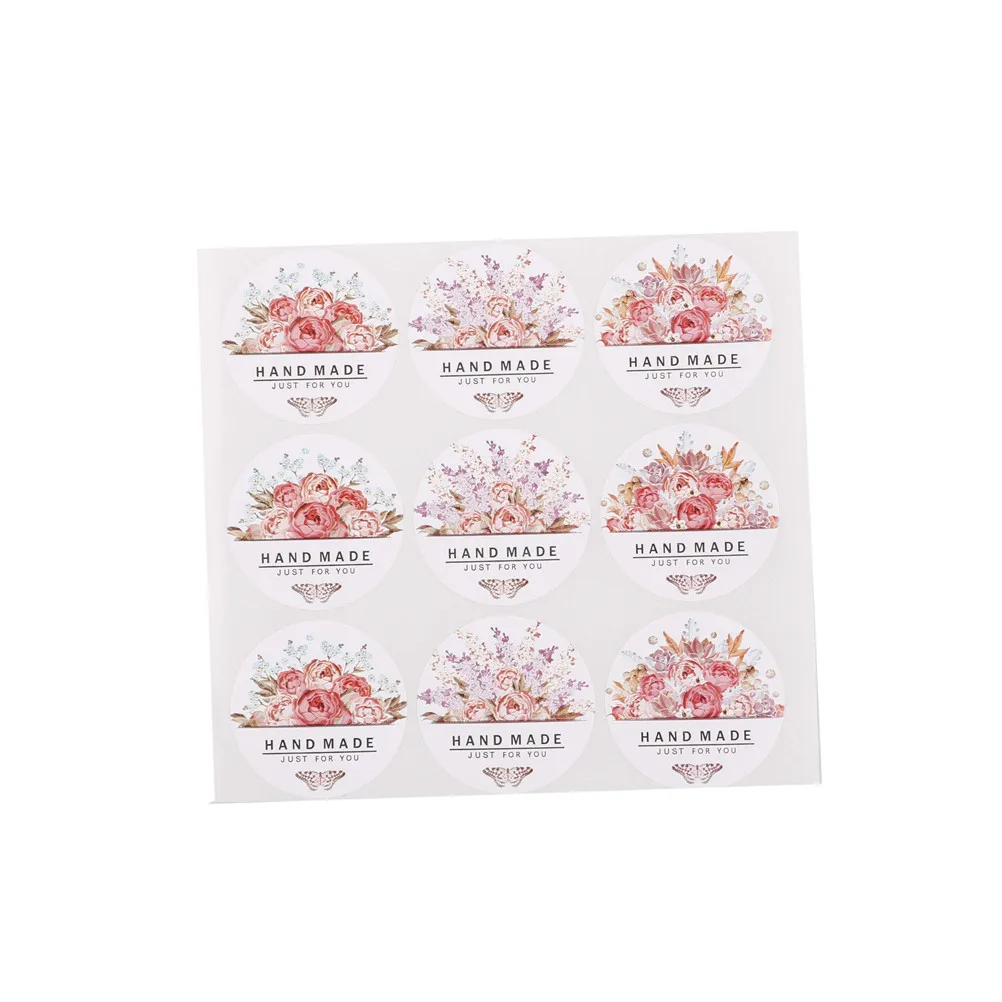 54pcs/lot(6 Sheets)Hand made Flower Design colorful round flowers butterfly Sticker Labels Stationery Sticker just for you