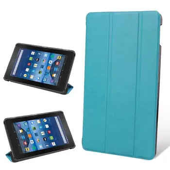 

Leather Folio Stand Cover Case For Amazon Kindle Fire HD 7 Inch Tablet Blue