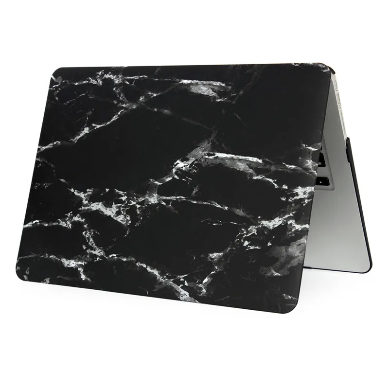 EGYAL мраморный Матовый Жесткий Чехол для ноутбука Macbook Air 13 11 Pro 15 retina 12 дюймов чехол с сенсорной панелью для нового Pro ID cover A1932 - Цвет: Black Silver