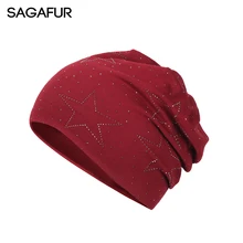 Шерстяная вязаная шапка зима женская шапка бини Новая мода стразы со звездами брендовая вязаная шапка женская элегантная мягкая шапка