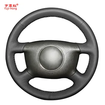 

Yuji-Hong Artificial Leather Car Steering Wheel Covers Case for Audi A6 2000-2004 Audi A3 2000-2003 Black Leather Cover