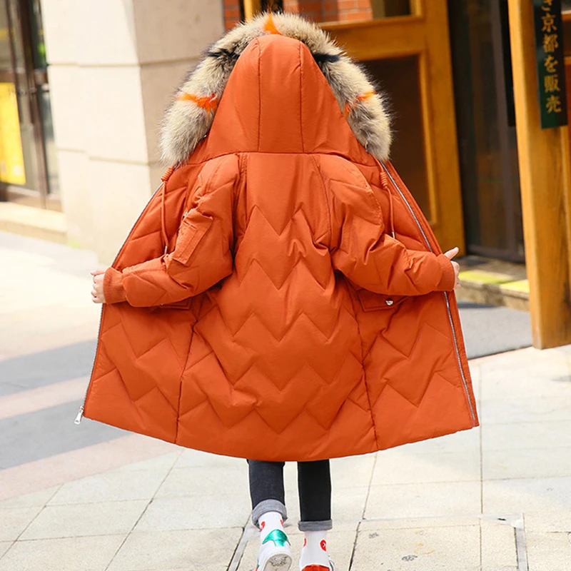 

-30 degree Children's duck down jacket for Girl clothes Outerwear fur long model warm baby jackets girls Winter coat Cold parka