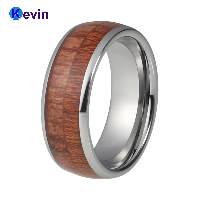 Гавайская КоА деревянная инкрустация вольфрамового кольца для мужчин обручальное кольцо
