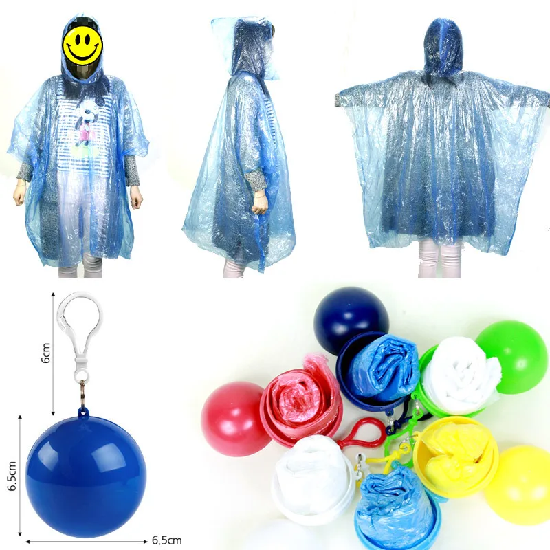 

Outdoor edc portable waterproof Disposable camping fishing tourism emergency Rain Jacket Poncho Rainwear Keyring Ball