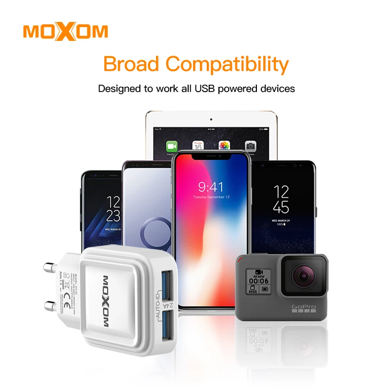 MOXOM USB شاحن آيفون X 8 7 باد USB جدار شاحن سامسونج S9 Xiaomi هواوي الهاتف المحمول شاحن شاحن USB للسفر