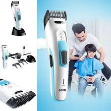 Профессиональный цифровой триммер для волос аккумуляторная электрическая машинка для стрижки волос Мужская Беспроводная стрижка светодиодный зарядка противоскользящая ручка белый