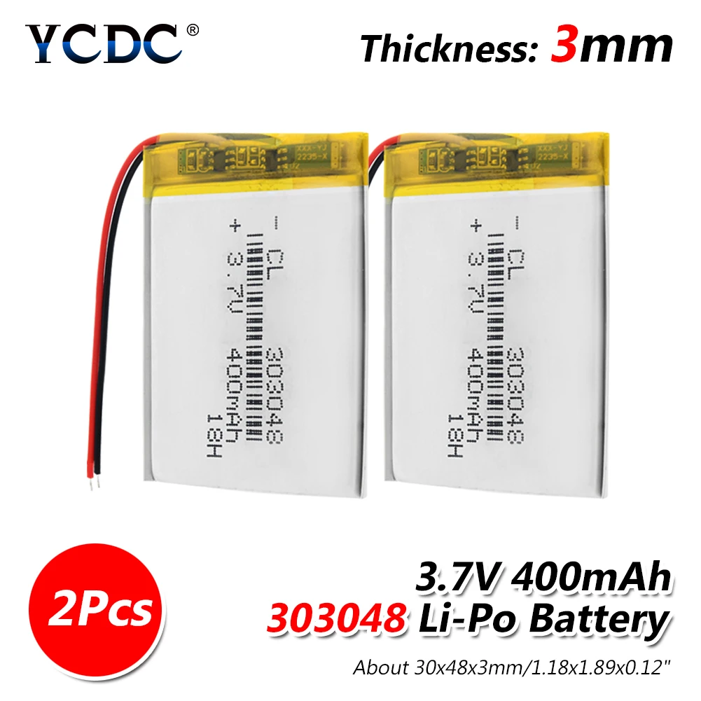 303048 3,7 V 400mAH 303050 PLIB полимерный литий-ионный/литий-ионный аккумулятор для gps mp3 mp4 mp5 dvd пульт дистанционного управления электронной книгой - Цвет: 2 Pieces